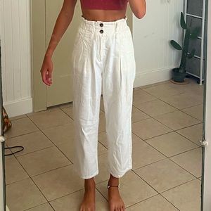 Free People High Waisted White Pants